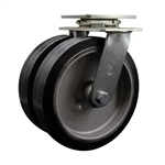Service Caster Series #30 dual wheel swivel caster with 8 inch moldon rubber tread on aluminum core wheels
