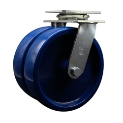 8 Inch Dual Wheel Swivel Caster - Solid Polyurethane Wheel with Ball Bearings