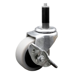 2 inch expanding stem swivel caster with a thermoplastic rubber tread wheel and brake