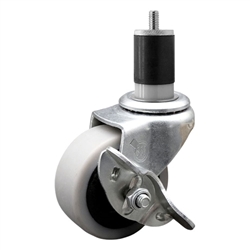 2 inch expanding stem swivel caster with a thermoplastic rubber tread wheel and brake