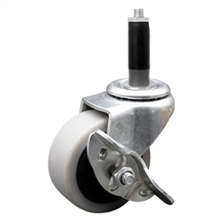 2 inch expanding stem swivel caster with a thermoplastic rubber tread wheel and brake