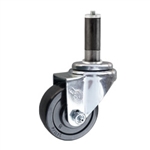 1 inch expanding stem swivel caster with 3 inch hard rubber wheel