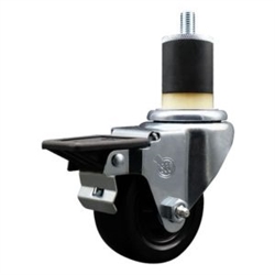 Service Caster #20 Series 1-7/8 inch expanding adapter stem swivel casters with 3 inch hard rubber wheel and posi lock brake.