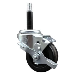 3/4 inch expanding stem caster 3 inch phenolic wheels and brake