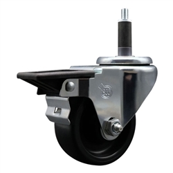 Service Caster #20 Series 1 inch expanding adapter stem swivel casters with a 3 inch polyolefin wheel and posi lock.