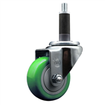 Service Caster 1 inch expanding stem swivel caster with a 3 inch green polyurethane wheel. Featuring a zinc plated finish, these casters are ideal for work tables, shop projects, and any equipment with round or square tube legs.