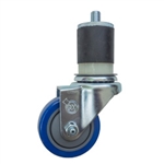 3" Expanding Stem Swivel Caster with Blue Polyurethane Tread