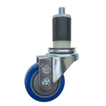 3" Expanding Stem Swivel Caster with Blue Polyurethane Tread