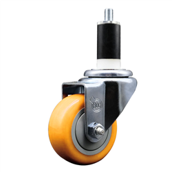 Service Caster 1-3/8 inch expanding stem swivel caster with a 3 inch yellow polyurethane wheel. Featuring a zinc plated finish, these casters are ideal for work tables, shop projects, and any equipment with round or square tube legs.