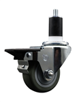 Service Caster swivel caster with a 3 inch Grey polyurethane wheel. Featuring a zinc plated finish, these casters are ideal for work tables, shop projects, and any equipment with round or square tube legs.