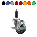 1 Inch Expanding Stem Swivel Caster with 3 Inch Polyurethane Wheel and brake