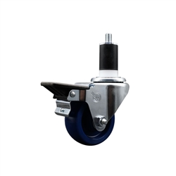 Service Caster #20 Series 1-1/2 inch expanding adapter stem swivel casters with a 3 inch solid blue polyurethane wheel and posi lock.
