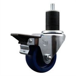 Service Caster #20 Series 1-3/4 inch expanding adapter stem swivel casters with a 3 inch solid blue polyurethane wheel and posi lock.