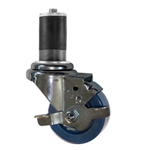 3" Expanding Stem Swivel Caster with Solid Polyurethane Wheel and Brake