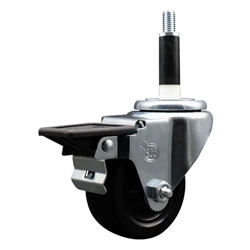 7/8 inch expanding adapter stem swivel casters with 3 inch soft rubber wheel and posi lock