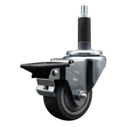 1 inch expanding adapter stem swivel casters with a 3 inch thermoplastic rubber tread wheel and posi lock