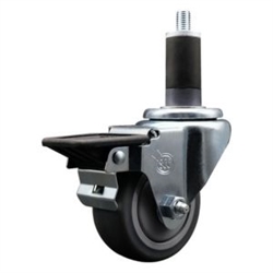 1-1/4 inch expanding adapter stem swivel casters with a 3 inch thermoplastic rubber tread wheel and posi lock