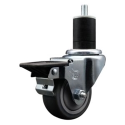 1-3/4 inch expanding adapter stem swivel casters with a 3 inch thermoplastic rubber tread wheel and posi lock