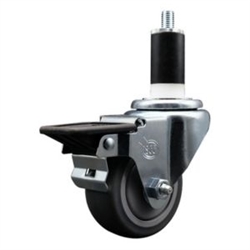 1-3/8 inch expanding adapter stem swivel casters with a 3 inch thermoplastic rubber tread wheel and posi lock