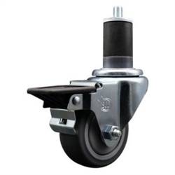 1-5/8 inch expanding adapter stem swivel casters with a 3 inch thermoplastic rubber tread wheel and posi lock