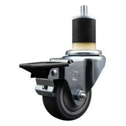 1-7/8 inch expanding adapter stem swivel casters with a 3 inch thermoplastic rubber tread wheel and posi lock