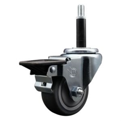3/4 inch expanding adapter stem swivel casters with a 3 inch thermoplastic rubber tread wheel and posi lock