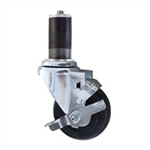 3-1/2" Expanding Stem Swivel Caster with Hard Rubber Wheel and Top Lock Brake