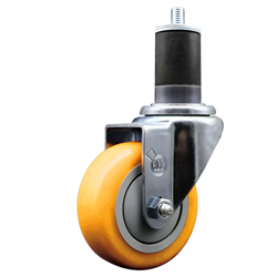 Service Caster 1-5/8 inch expanding stem swivel caster with a 3-1/2 inch yellow polyurethane wheel. Featuring a zinc plated finish, these casters are ideal for work tables, shop projects, and any equipment with round or square tube legs.