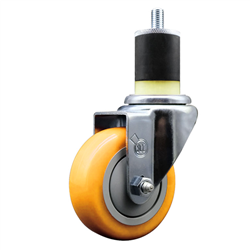 Service Caster 1-7/8 inch expanding stem swivel caster with a 3-1/2 inch yellow polyurethane wheel. Featuring a zinc plated finish, these casters are ideal for work tables, shop projects, and any equipment with round or square tube legs.