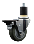 Service Caster swivel caster with a 3-1/2 inch Grey polyurethane wheel. Featuring a zinc plated finish, these casters are ideal for work tables, shop projects, and any equipment with round or square tube legs.