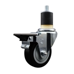 Service Caster swivel caster with a 3-1/2 inch Black polyurethane wheel. Featuring a zinc plated finish, these casters are ideal for work tables, shop projects, and any equipment with round or square tube legs.