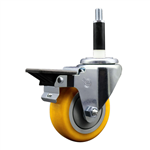 Service Caster 7/8 inch expanding stem swivel caster with a 3-1/2 inch yellow polyurethane wheel and a posi lock brake. Featuring a zinc finish, these casters are ideal for work tables, shop projects, and any equipment with round or square tube legs.