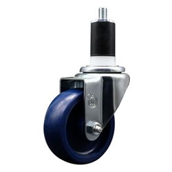 Service Caster #20 Series 1-1/2 inch expanding adapter stem swivel casters with a 3-1/2 inch solid blue polyurethane wheel.