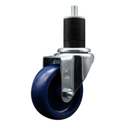 Service Caster #20 Series 1-3/4 inch expanding adapter stem swivel casters with a 3-1/2 inch solid blue polyurethane wheel.