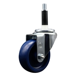 Service Caster #20 Series 7/8 inch expanding adapter stem swivel casters with a 3-1/2 inch solid blue polyurethane wheel.