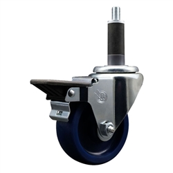 Service Caster #20 Series 1 inch expanding adapter stem swivel casters with a 3-1/2 inch solid blue polyurethane wheel and posi lock.