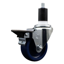 Service Caster #20 Series 1-1/2 inch expanding adapter stem swivel casters with a 3-1/2 inch solid blue polyurethane wheel and posi lock.