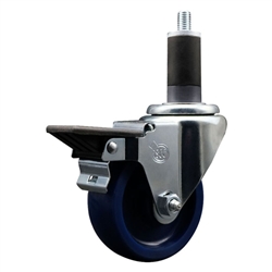 Service Caster #20 Series 1-1/4 inch expanding adapter stem swivel casters with a 3-1/2 inch solid blue polyurethane wheel and posi lock.