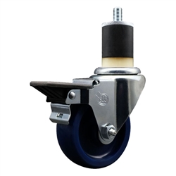 Service Caster #20 Series 1-7/8 inch expanding adapter stem swivel casters with a 3-1/2 inch solid blue polyurethane wheel and posi lock.