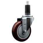 Service Caster 1-1/4 inch expanding stem swivel caster with a 4 inch maroon polyurethane wheel. Featuring a zinc plated finish, these casters are ideal for work tables, shop projects, and any equipment with round or square tube legs.