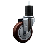 Service Caster 1-3/4 inch expanding stem swivel caster with a 4 inch maroon polyurethane wheel. Featuring a zinc plated finish, these casters are ideal for work tables, shop projects, and any equipment with round or square tube legs.