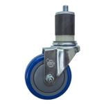 4" Expanding Stem Swivel Caster with Blue Polyurethane Tread