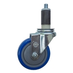 4" Expanding Stem Swivel Caster with Blue Polyurethane Tread