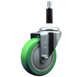 Service Caster 7/8 inch expanding stem swivel caster with a 4 inch green polyurethane wheel. Featuring a zinc plated finish, these casters are ideal for work tables, shop projects, and any equipment with round or square tube legs.