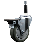 Service Caster swivel caster with a 4 inch Grey polyurethane wheel. Featuring a zinc plated finish, these casters are ideal for work tables, shop projects, and any equipment with round or square tube legs.