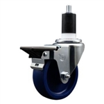 Service Caster #20 Series 1-1/2 inch expanding adapter stem swivel casters with a 4 inch solid blue polyurethane wheel and posi lock.