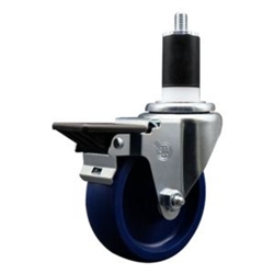 Service Caster #20 Series 1-1/2 inch expanding adapter stem swivel casters with a 4 inch solid blue polyurethane wheel and posi lock.