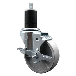1-3/4" expanding stem caster 4" semi steel wheels and brake
