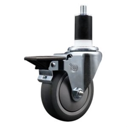 1-1/2 inch expanding adapter stem swivel casters with a 4 inch thermoplastic rubber tread wheel and posi lock