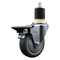 1-7/8 inch expanding adapter stem swivel casters with a 4 inch thermoplastic rubber tread wheel and posi lock